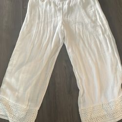 Beautiful Flowy Gauze White Pants