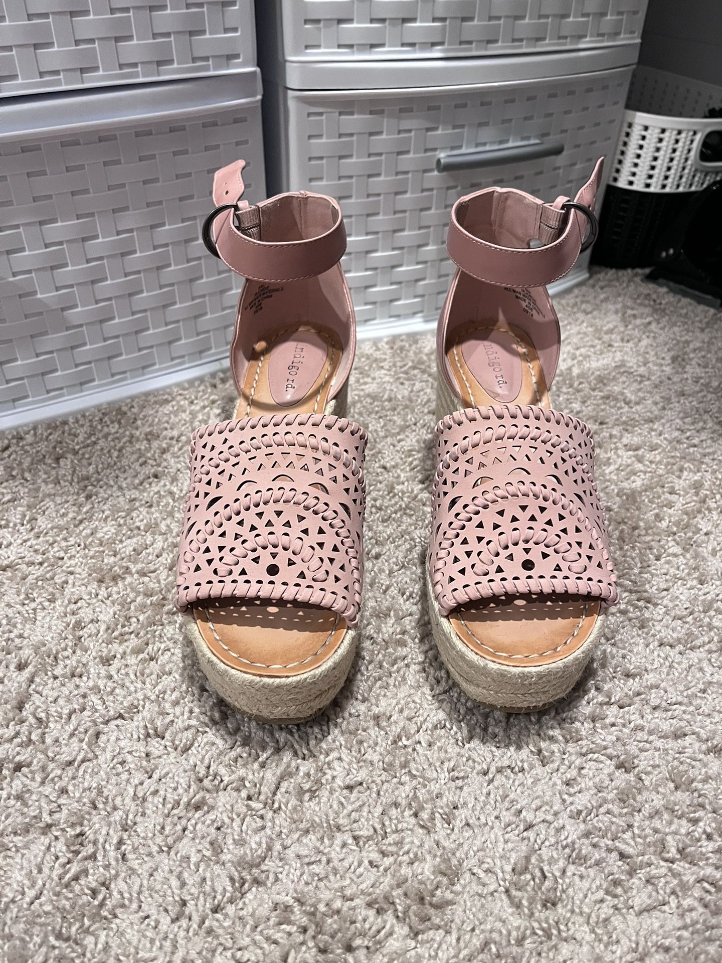 Pink Espadrille Heels Shoes 