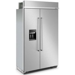 New In Box Kitchen Aid Side By Side Built In 48” Refrigerator Ice & Water