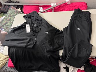 Alo Black Hoodie and Jogger Set Small