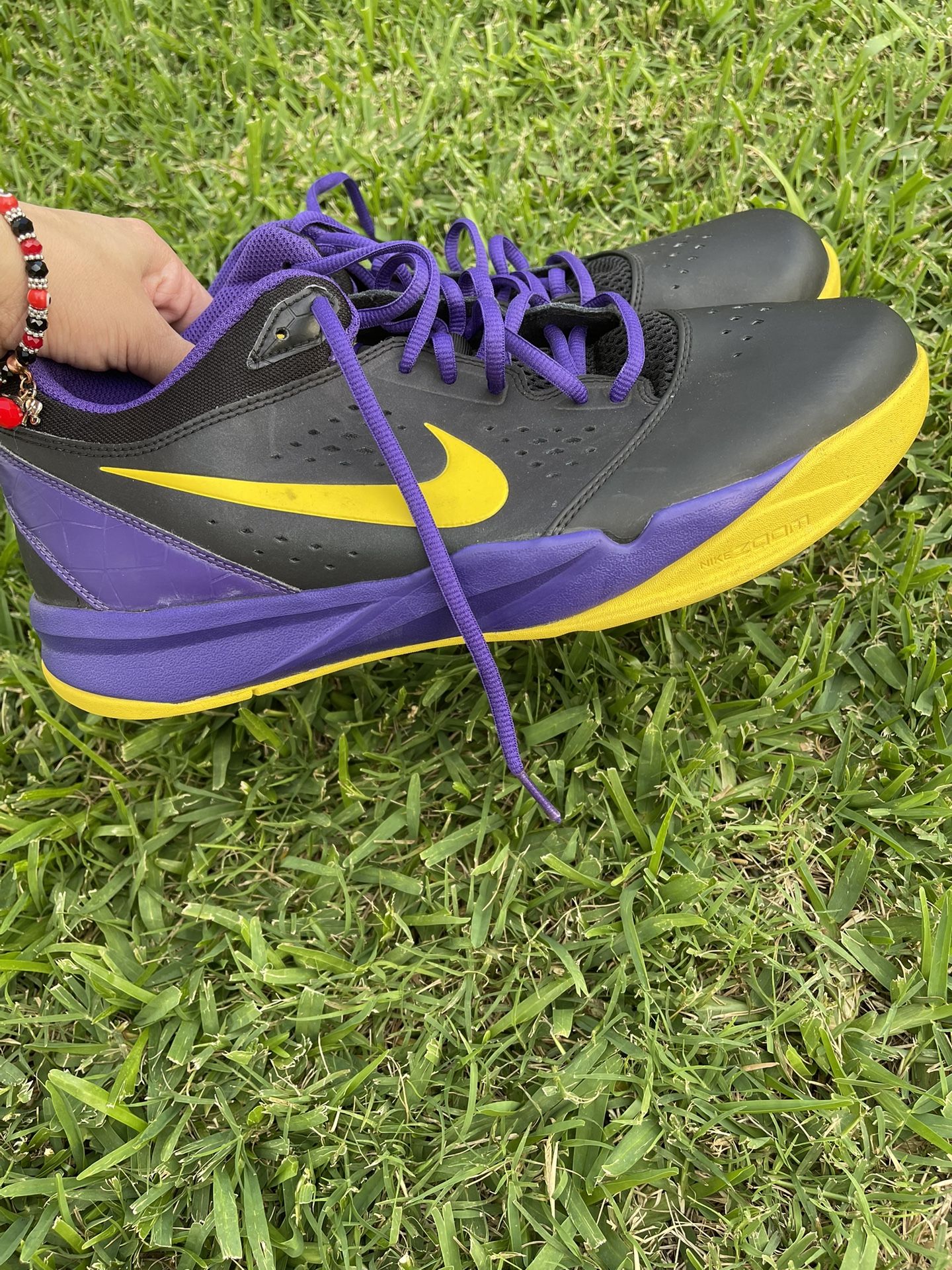 Nike Zoom Attero Black/Purple/Yellow Mens Basketball Shoes