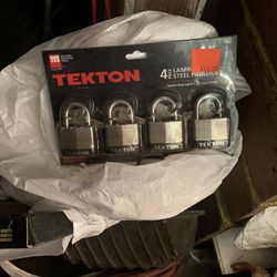 4 Tekton 1-1/2 inch wide Padlocks same Key for all