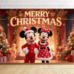 Merry Christmas Backdrop Disney Mickey And Minnie