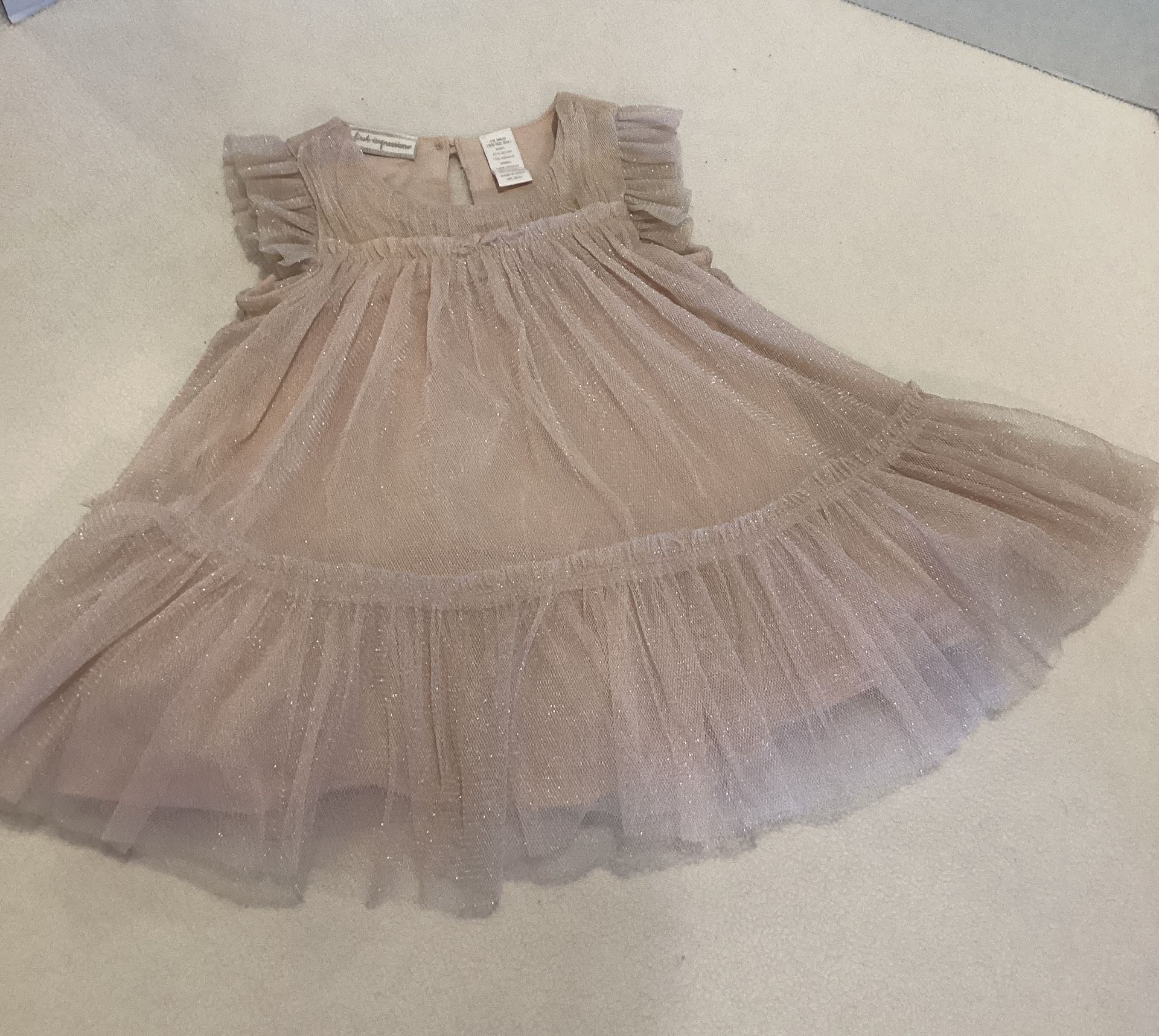 Baby Girls 12 Mo Dress, Fancy Blush Color Tulle With Fully Lining