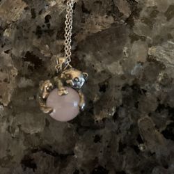 Cat With Pink ball Silver Toned 11 Inches 