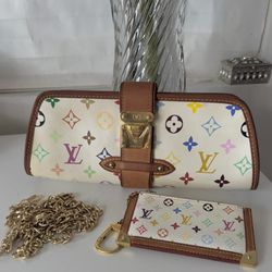 Louis Vuitton Multicolor Clutch And C.C wallet 
