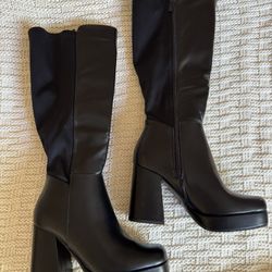 Black platform boots