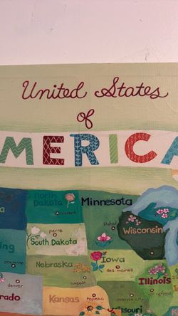 United States of America Illustrated Map Canvas