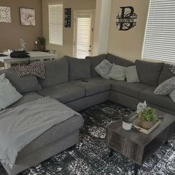 Gray Sectional Couch Sofa With Chaise 