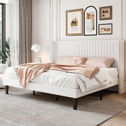 King Bed White In Box , No Box Spring Needed . 