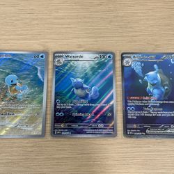 Complete Squirtle Evolution Trio – Squirtle, Wartortle, Blastoise EX 151 Set