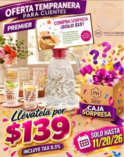 Princess House Wildflower Pitcher & 4 glasses & Surprise Box