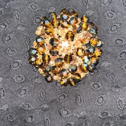 Vintage Layered Topaz rhinestones with Aurora borealis