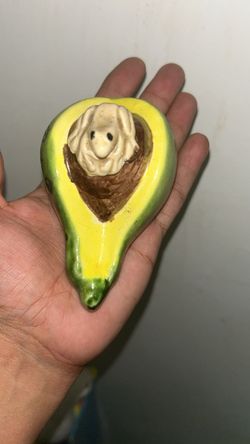 Ceramic Avocado Figurine with Face