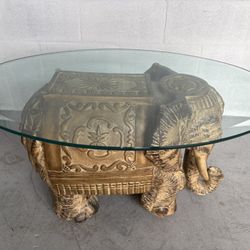 Elephant Coffee Table With Glass Top