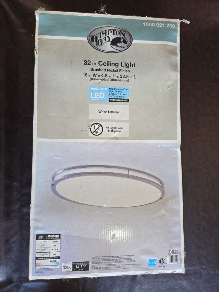 32-inch Ceiling LED Light (Brushed Nickel Finish)
