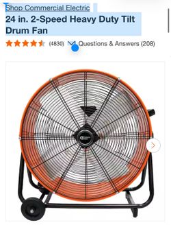 Shop Commercial Electric 24 in. 2-Speed Heavy Duty Tilt Drum Fan