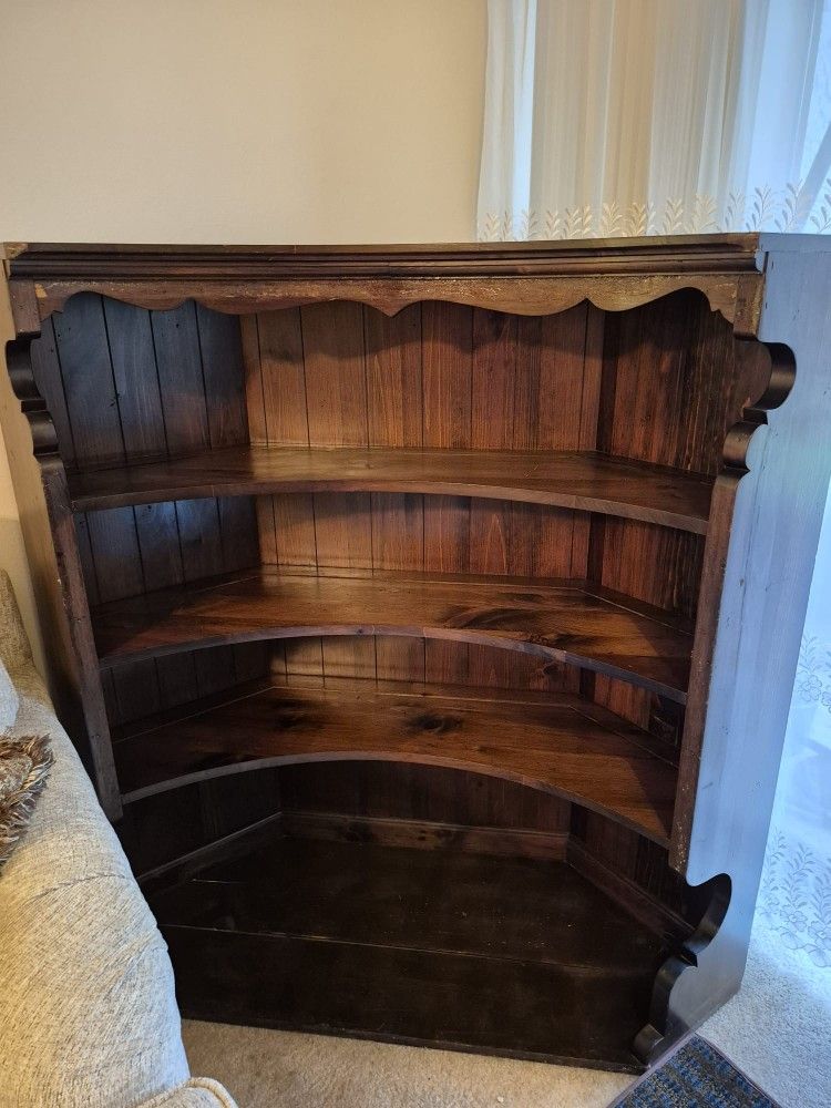 Rustic Solid Wood Corner Cabinet Shelf - Decorative Display Unit - $80