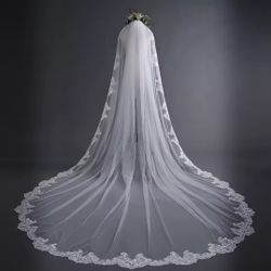New. Never Used. Ivory Lace Veil. Cathedral Length