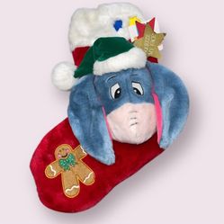 Vtg 1999 Eeyore Winnie The Pooh Christmas Stocking Plush 3D Disney Store Sound