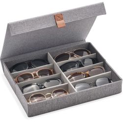 Beautiful Sunglass Storage Organizer For 8 Pairs - Stylish Case/Holder Displays Your Glasses And Protects From Dust