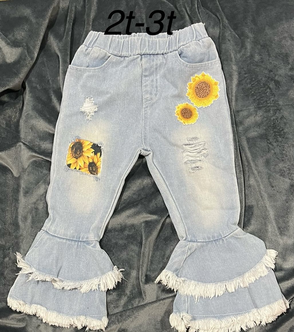 Custom Toddler Sunflower BellbottomJeans
