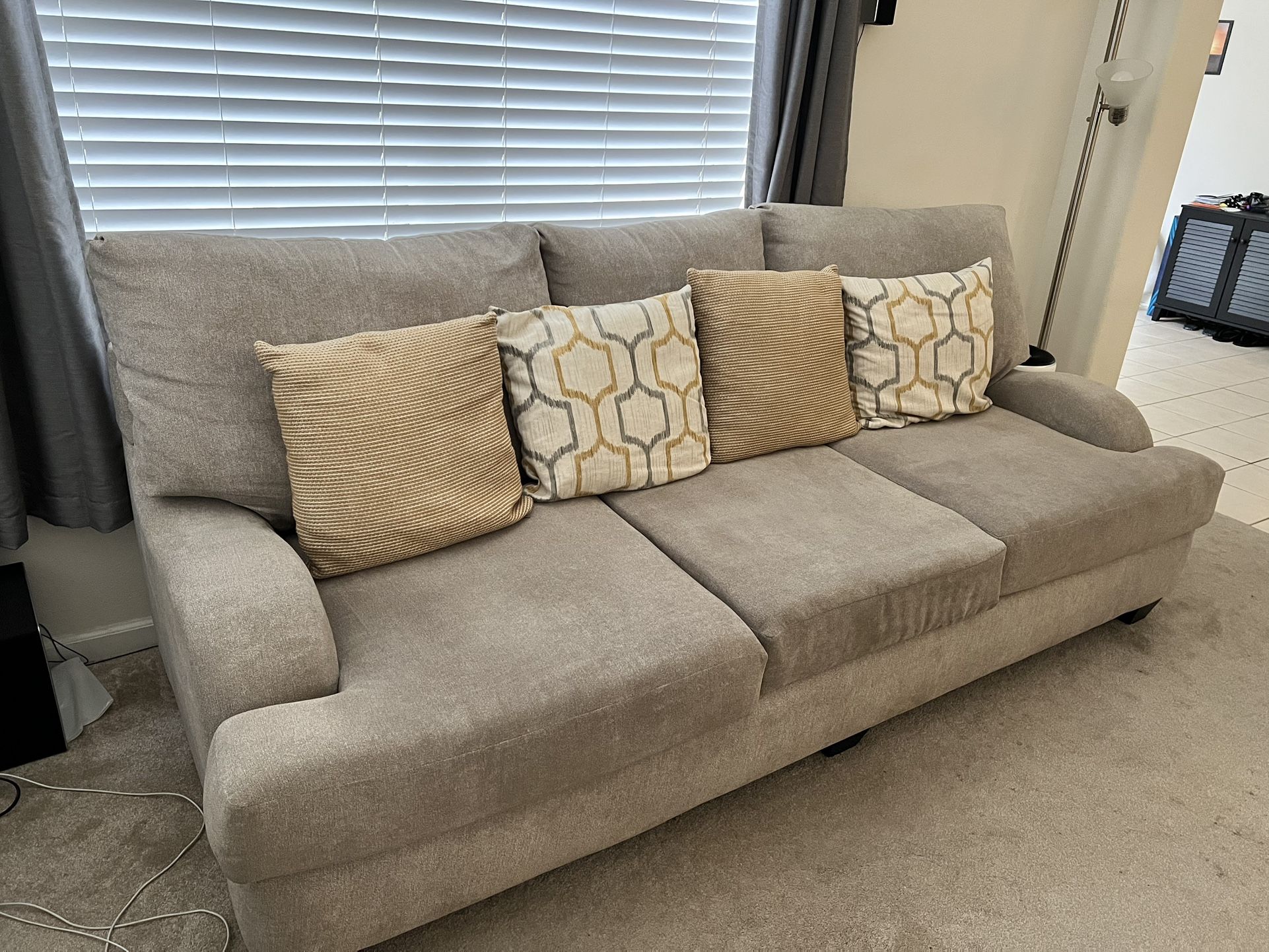 Neutral Fabric Sofa - Living Spaces - Removable Covers - 94” Wide - Great Condition