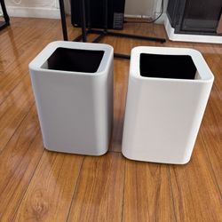 🗑️Modern Minimalist Trash Can Set (2) – White + Grey Square Waste Bins