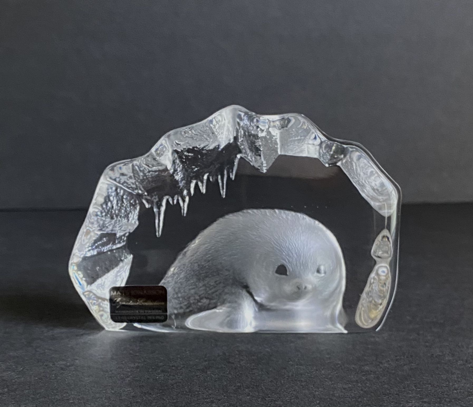 Mats Jonasson BABY SEAL Pup Signed Lead Crystal Paperweight Handmade In Sweden