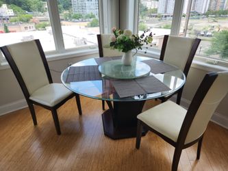 Dining Table and lazy susan and chairs