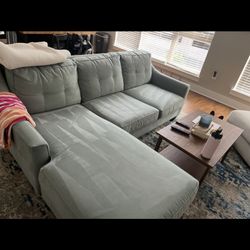 Cindy Crawford teal suede couch + IKEA Chaise