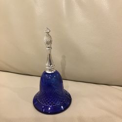 Pretty Blue Glass Cologne Bottle With A Plastic Silver Pineapple Stem Cap. Avon Collection, Empty