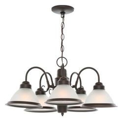 Hampton Bay 5-Light Oil Rubbed Bronze Chandelier With Frosted Ribbed Glass Shades