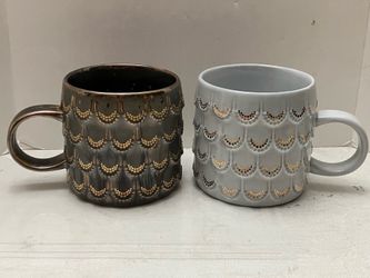 2 Starbucks 2016 Coffee Mug Anniversary Mermaid Scales Siren Grey Brown Gold 10oz