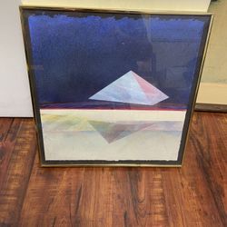 Antique Painting By Matt Galvin “Flying Pyramid #3” 1982