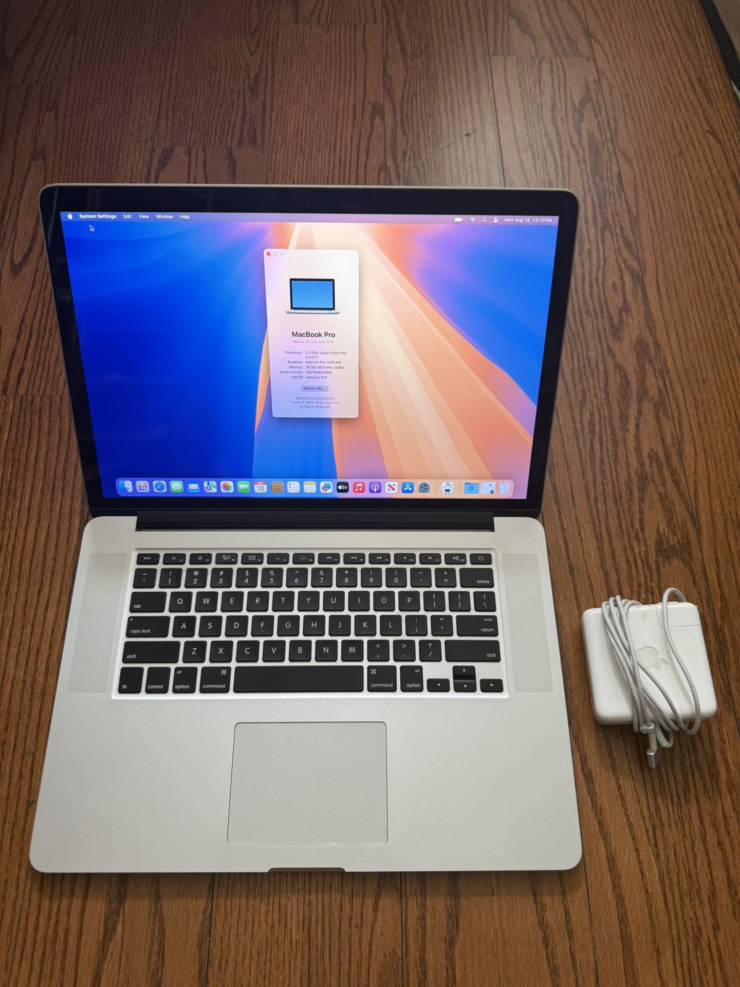 MacBook Pro 15” 2015/16GB RAM/256GB SSD/Fully functional/Latest