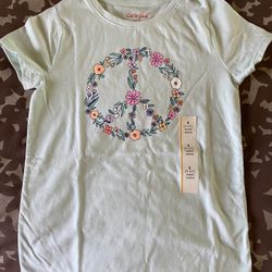 Cute Flower, Peace Sign Girls Shirt From Target, S/6