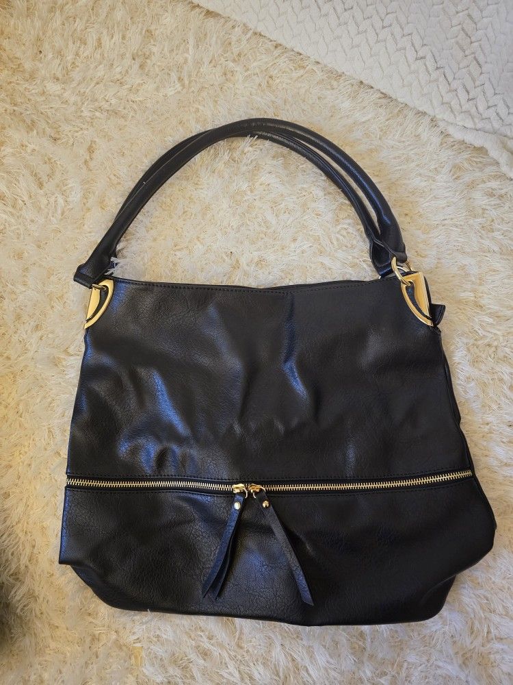 Black Pleather All Purpose Bag