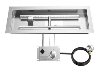 Skyflame Stainless Steel 29" Rectangle Fire Pit Drop-in Burner Kit with Extinguishing Protection Device