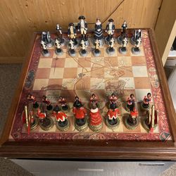 Chess Set,  Revolutionary War, Colonial Figures with Map of Boston