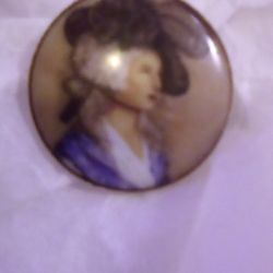 Authentic Edwardian Hand painted Brooch 