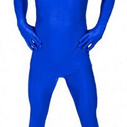 Zentai Blue Full Bodysuit Adult Large Open Face  / Traje de Cuerpo Azul Adulto Grande 