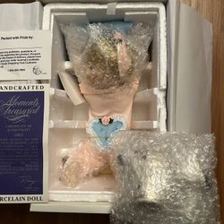 Moments Treasures Aubrey All Porcelain Doll & Bobble Pup Posable Arms & Legs 10