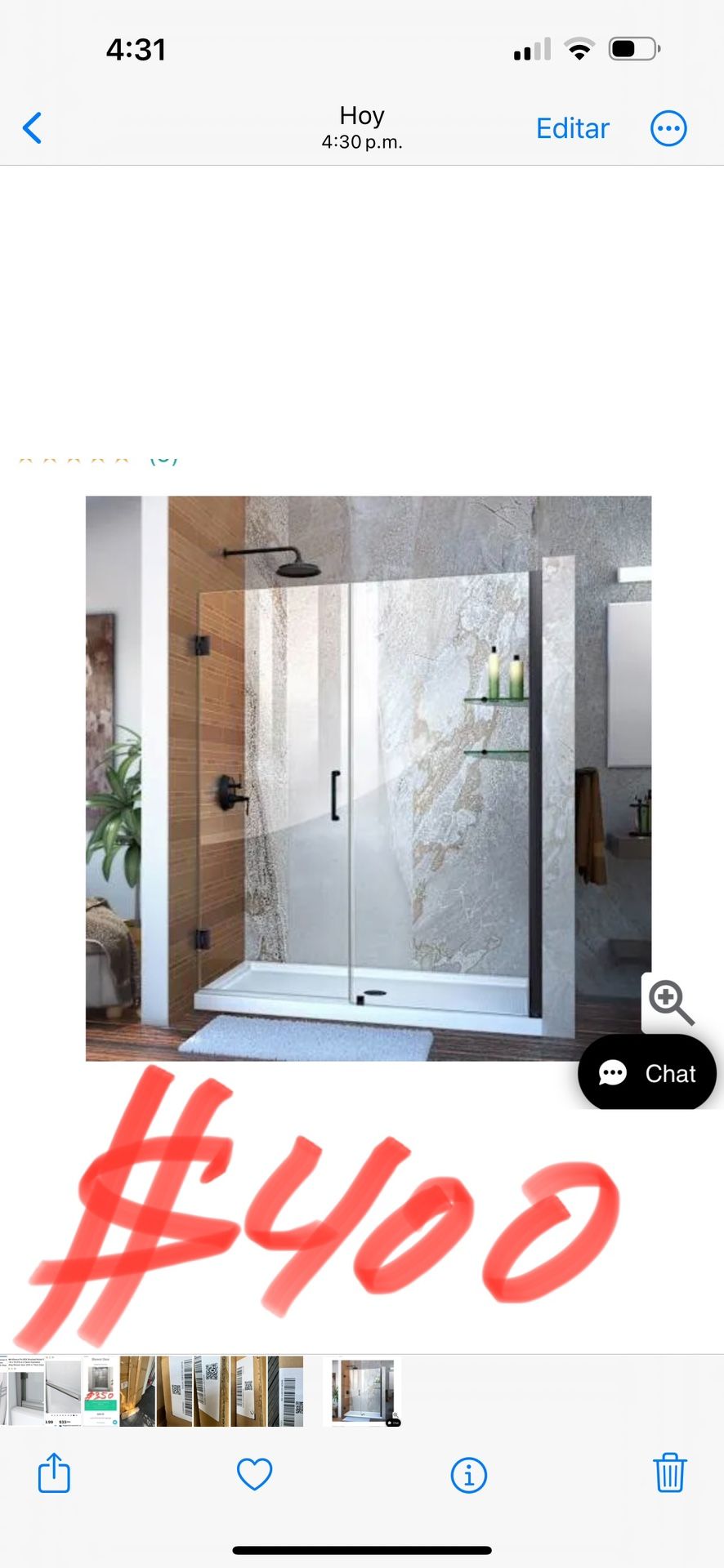 Puerta Nueva De Baño Igual Que Esta Un Vidrio Mide 24.5x79 Y El Otro 13.75x70 Es Color Black