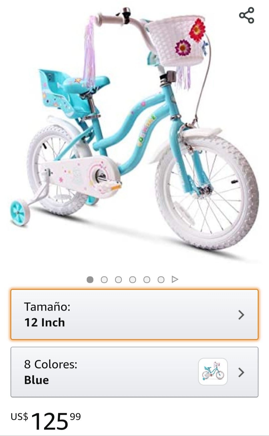 girl's bike, blue 3 to 12 years///// bicicleta de niña, azul 3 a 12 años