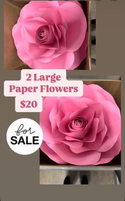 2 Large Pink Paper Flowers