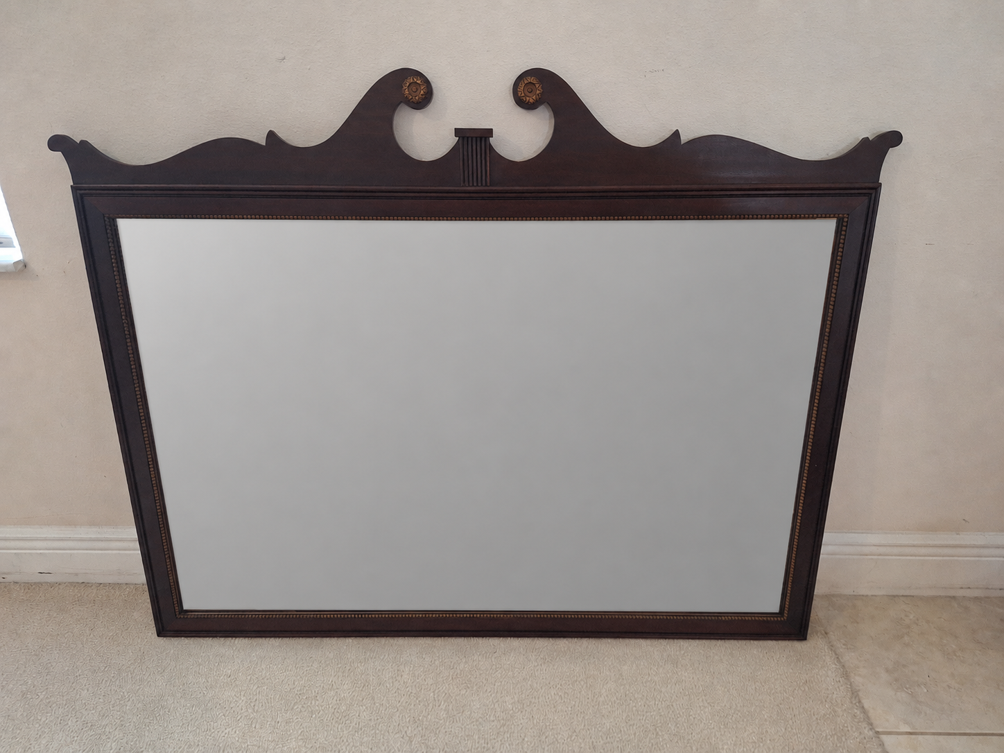 Vintage Dixie Furniture Co Chippendale Mirror Gold Beaded Frame 43"W x 34.5”H