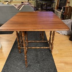 Antique Farmhouse Victorian Gate Leg Kitchen Table Drop side Leaf Rectangle Dark Mahogany