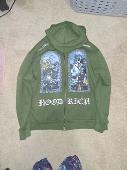 Hoodrich Zip-Up Graphic Hoodie Olive Green