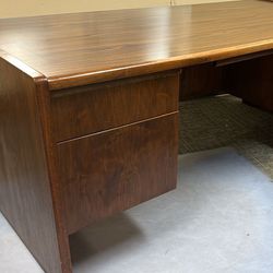 Office Furniture; Solid Wood Desk And Credenza 